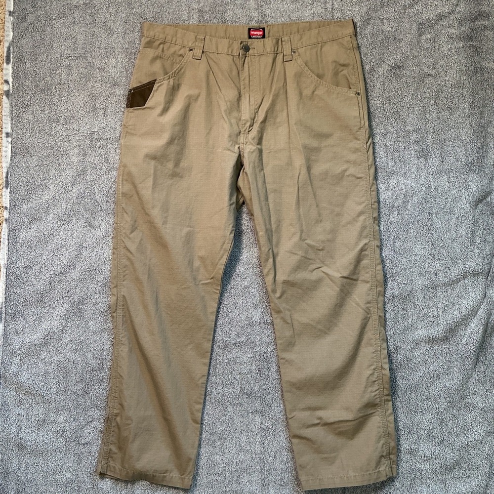 Wrangler Workwear Mens 40x30 Khaki Tan Ripstop Utility Cargo Pants